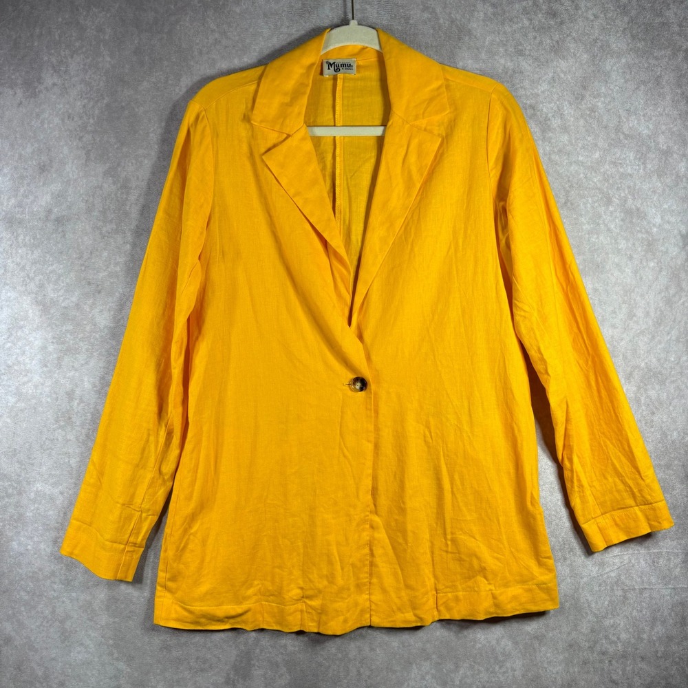 Show Me Your Mumu Blazer Womens Size XS Yellow Artemis Blazer Linen Blend Boho